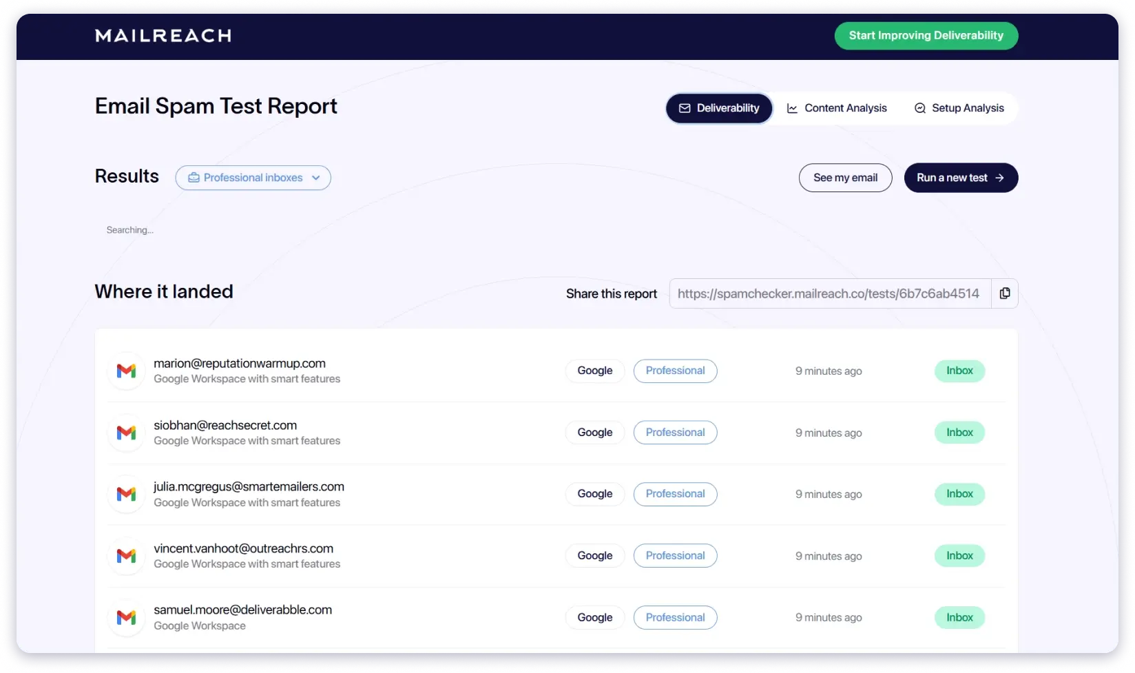 MailReach Inbox Placement Testing