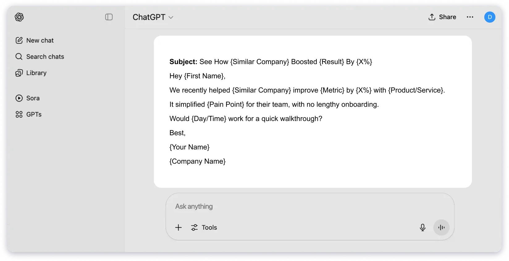 ChatGPT Cold Email Prompt For Demo-Booking