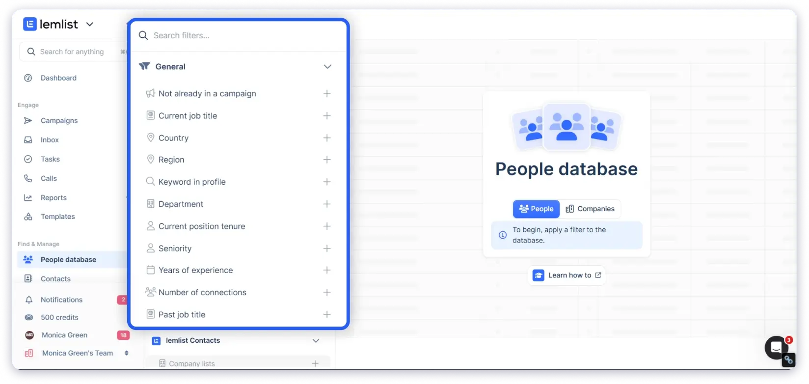 Lemlist's b2b database