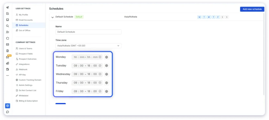 schedule email sending time
