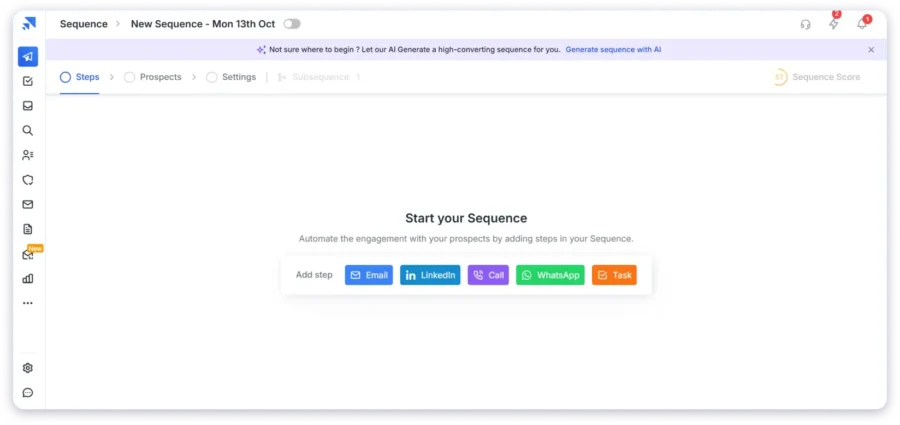 select your cold email sequence saleshandy