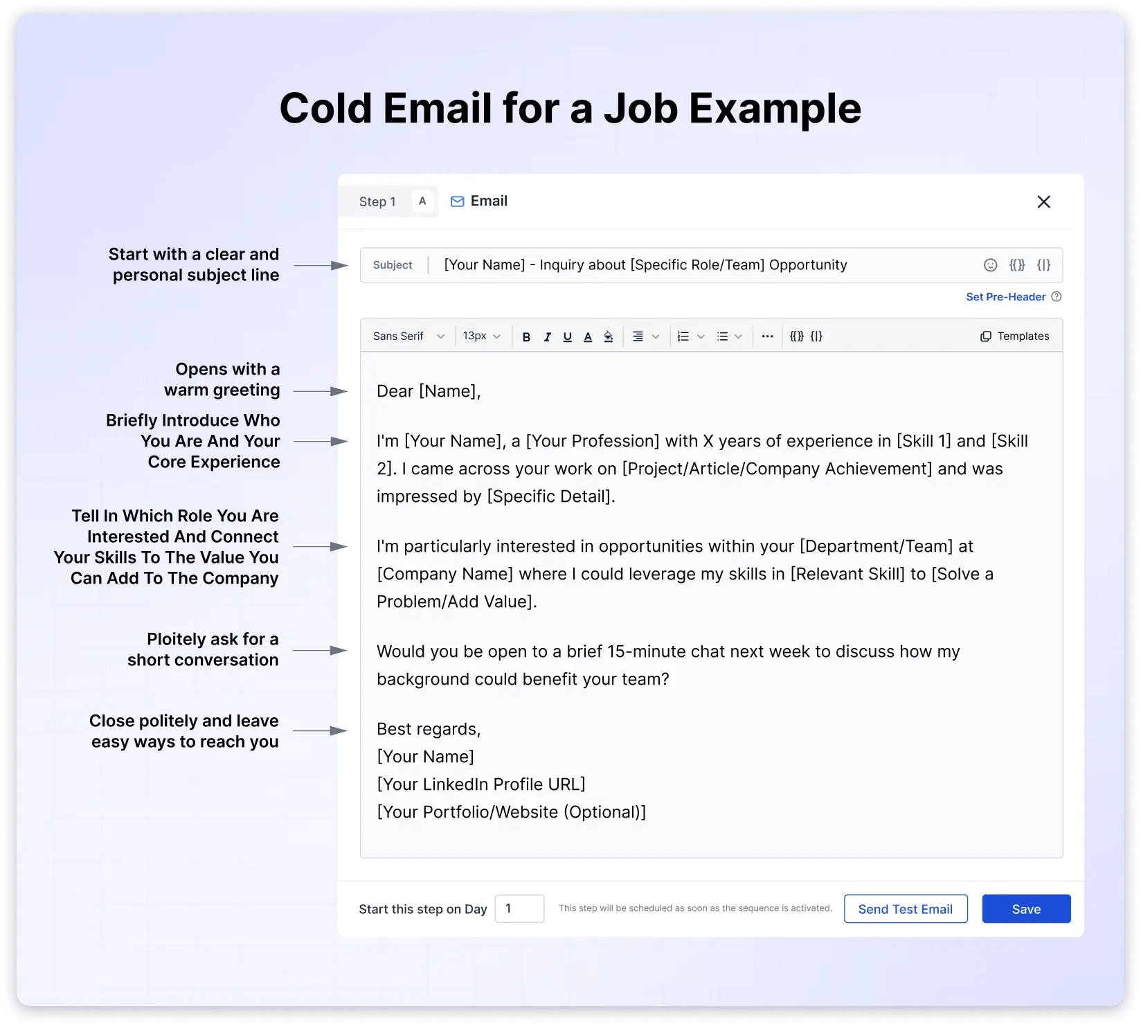 Example of the perfectly written cold email for a job