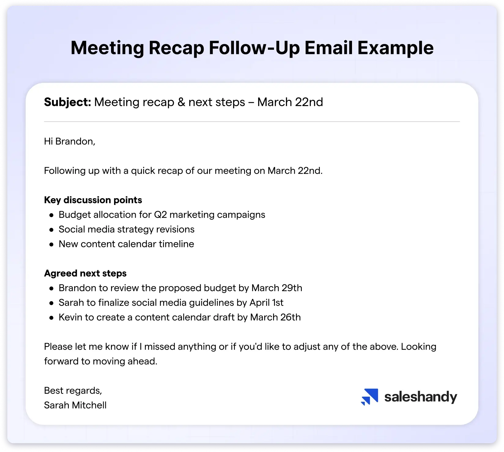 Follow up email example after a meeting