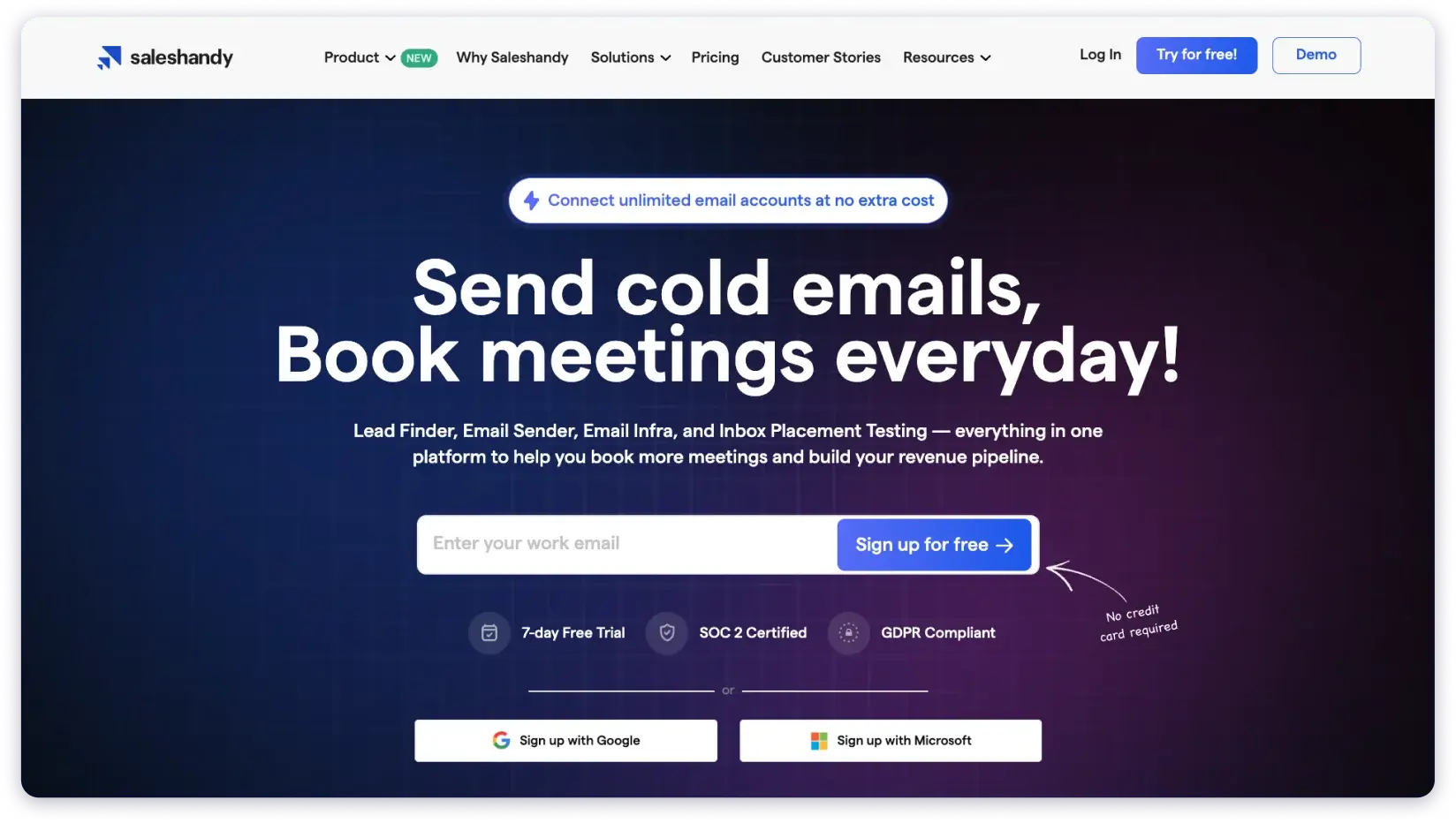 Saleshandy an AI Automation tool homepage