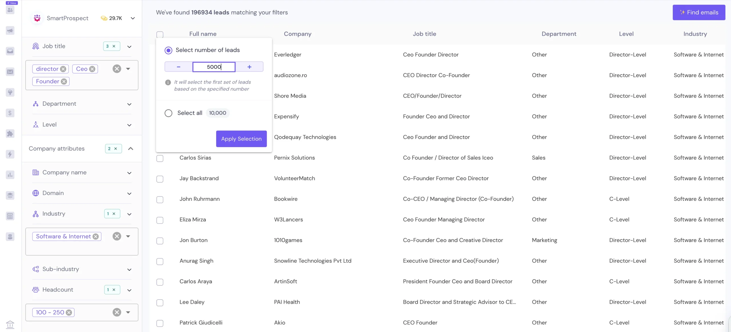 Smartlead's B2B database