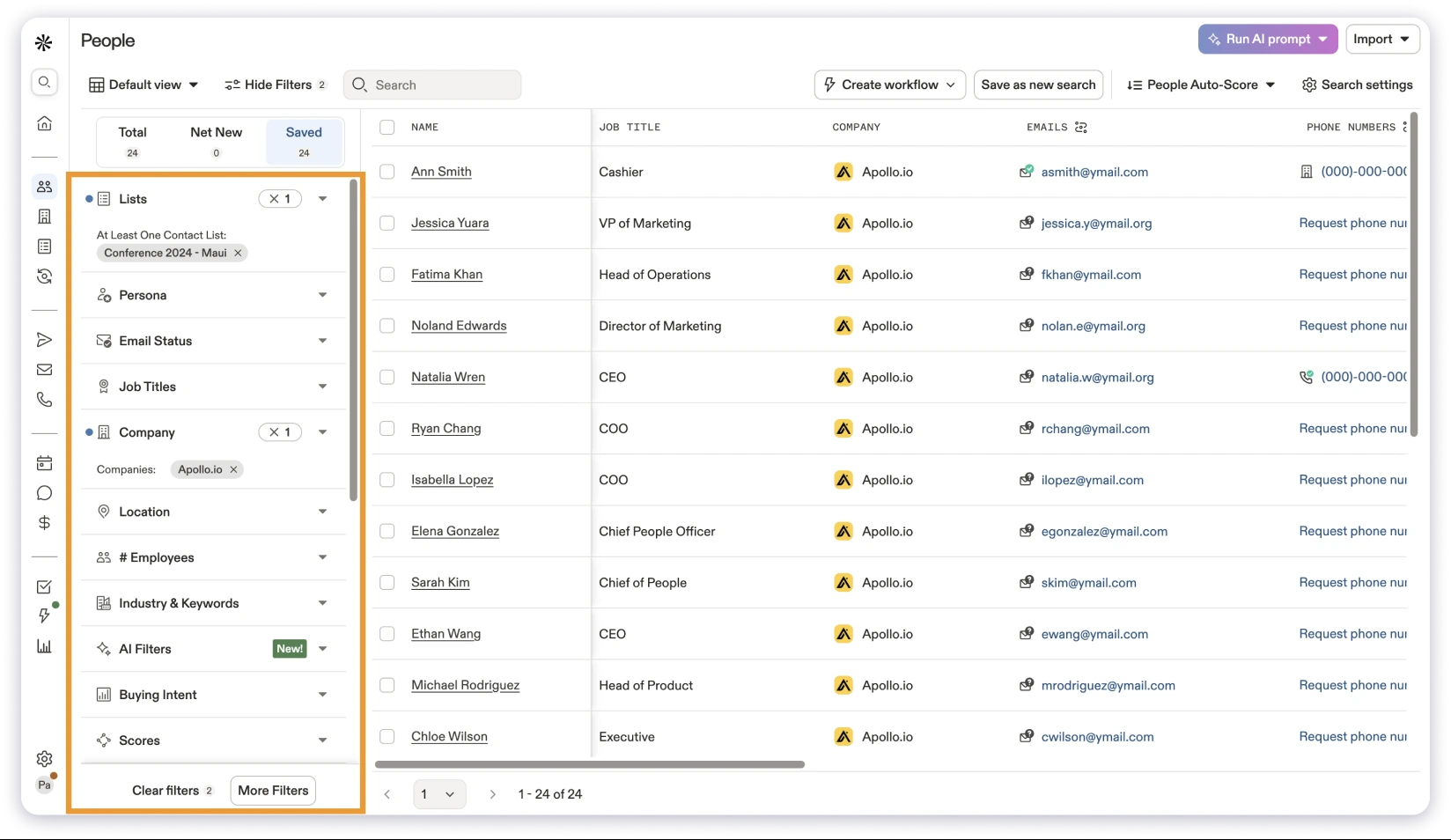 Apollo.io lead prospecting