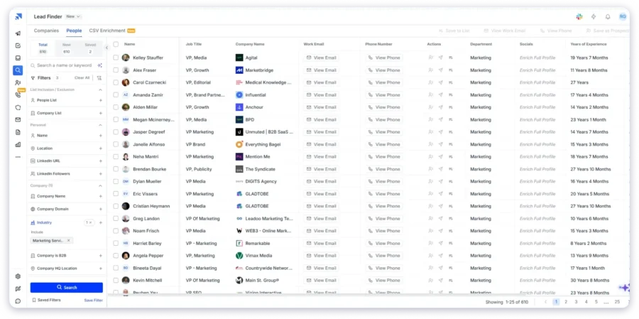 saleshandy leader finder list